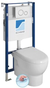 SAPHO Závěsné WC ABSOLUTE Rimless s podomítkovou nádržkou a tlačítkem Schwab